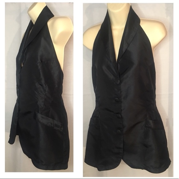 Brilliant vintage black halter blazer vest top. Very classy style - Picture 4 of 8